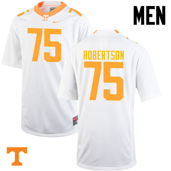 Men #75 Jashon Robertson Tennessee Volunteers College Football Jerseys-White - Click Image to Close